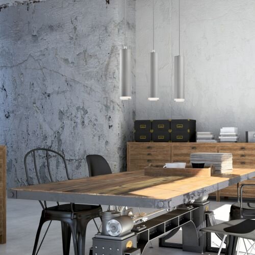 Lampe suspendue en aluminium argenté 3-flmg table à manger