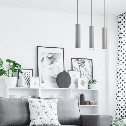 Lampe suspendue en aluminium argenté 3-flmg table à manger