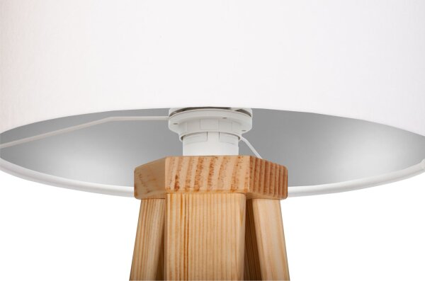 Lampe de table ROSIE Blanc Argent Rétro Tripode 46cm