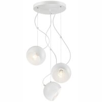 Suspension Boule Blanc M&eacute;tal 3-flmg ronde Table de...