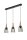Suspension Ambiente Noir Bois 3-flmg allong&eacute;