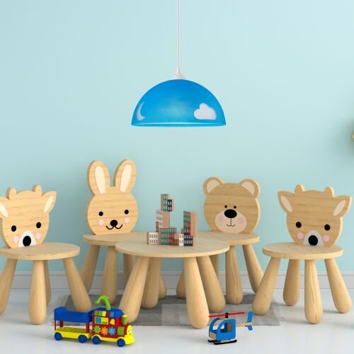 Suspension verre ronde bleu enfant garçon coloré
