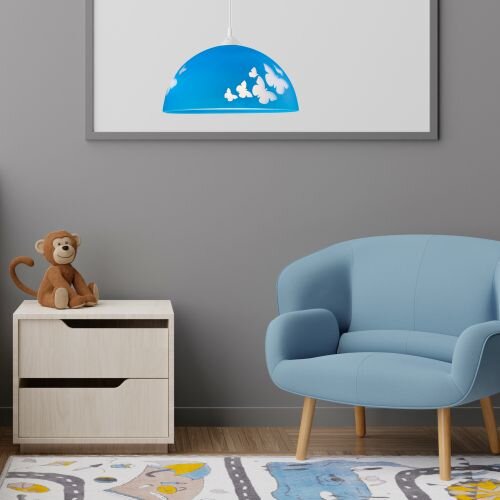 Lampe de chambre denfant THORLEY bleu rond fille