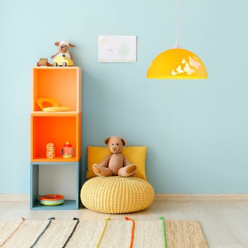 Suspension Lampe déclairage jaune Fille ronde