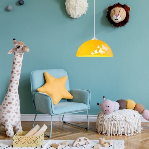 Suspension Lampe déclairage jaune Fille ronde