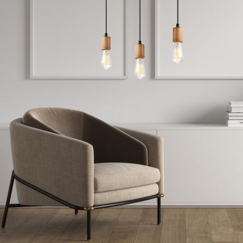 Suspension Lampe en bois Table à manger longue Moderne