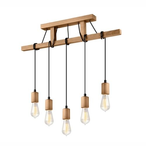 Lampe à suspension en bois 5-flmg longue table à manger polyvalente