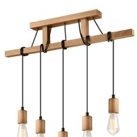 Lampe à suspension en bois 5-flmg longue table...