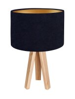 Lampe de table bleu bleu fonc&eacute; or bois 46cm...