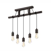 Braun Lampe suspendue en bois 5-flmg longue table...