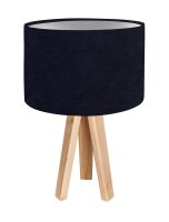 Lampe de table bois bleu fonc&eacute; argent...
