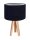 Lampe de table bois bleu fonc&eacute; argent tr&eacute;pied 46cm r&eacute;tro