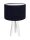 Lampe de table bleu fonc&eacute; blanc 46cm bois tripode r&eacute;tro
