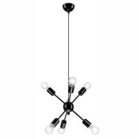 Lampe &agrave; suspendre de table noir m&eacute;tal 6-flmg