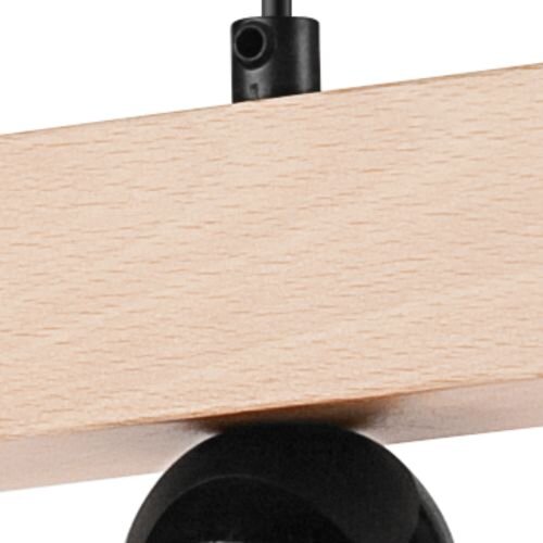 Suspension table à manger noir bois 3xE27 allongée