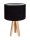 Noir Argent Lampe de Table Bois Tripode 46cm Rétro
