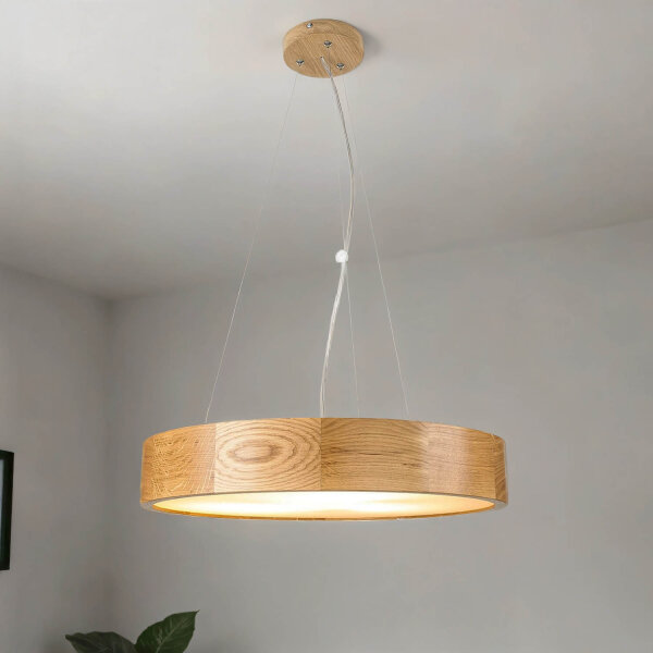 Lampe à suspendre bois chêne verre 3-flmg Ø47cm cuisine