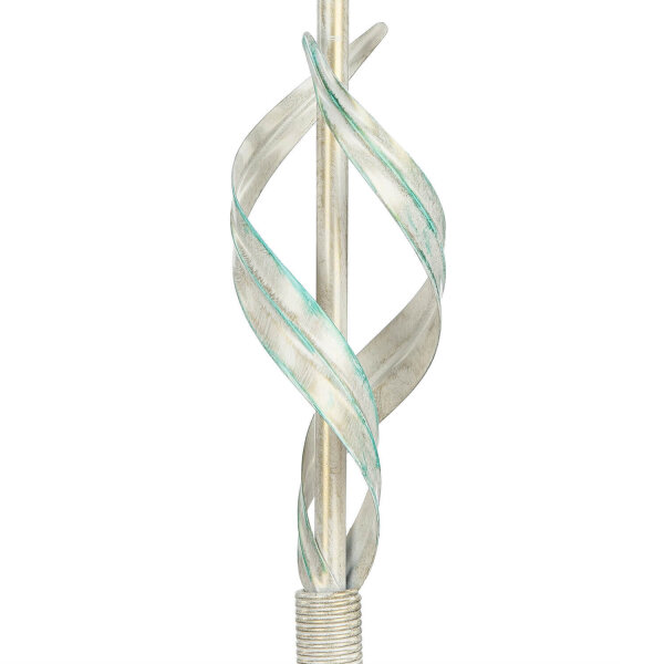 Lampe de table métal shabby blanc tissu rond maison de campagne