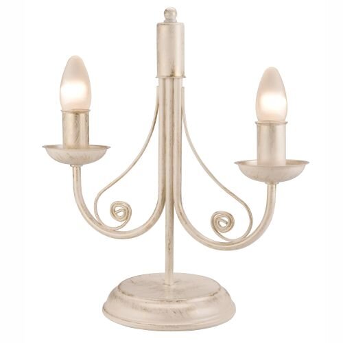 Lampe de table Shabby Blanc Métal H:36cm Rustique