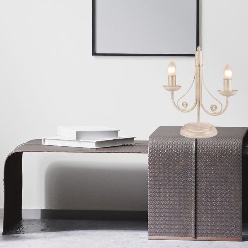Lampe de table Shabby Blanc Métal H:36cm Rustique