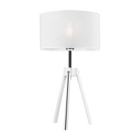 Lampe de table Blanc Tissu rond H:62cm réglable