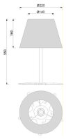 Lampe de table design rouge en laiton Maritim