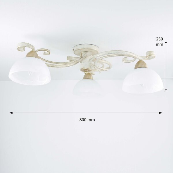 Plafonnier AURORA WHITE Ø78cm 3-flmg