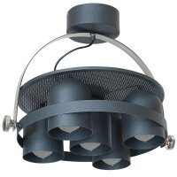 Plafonnier design 5 spots E27 noir Loft Industrie...