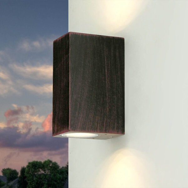 Luminaire dextérieur angulaire Up & Down AALBORG brun antique