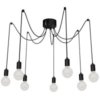 Lampe &agrave; suspendre SPINDEL en noir 7-flmg