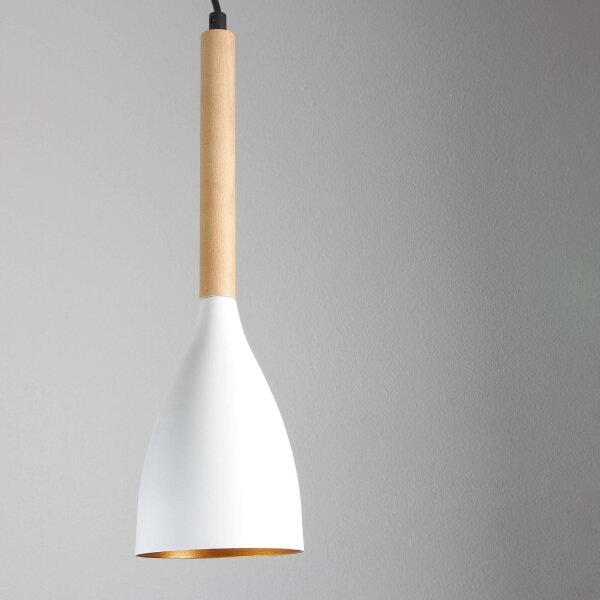 Suspension moderne MUZA Blanc Métal Bois Or
