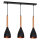 Noble lampe suspendue m&eacute;tal bois 3xE27 r&eacute;glable en hauteur