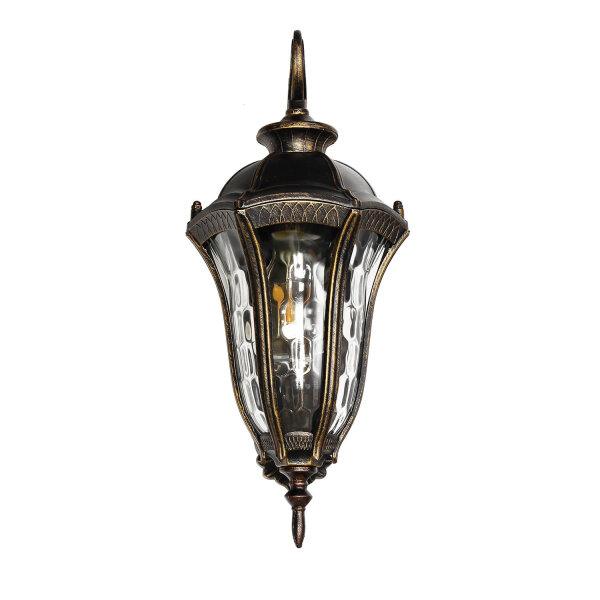 Lanterne murale rustique extérieure IP44 noir or antique