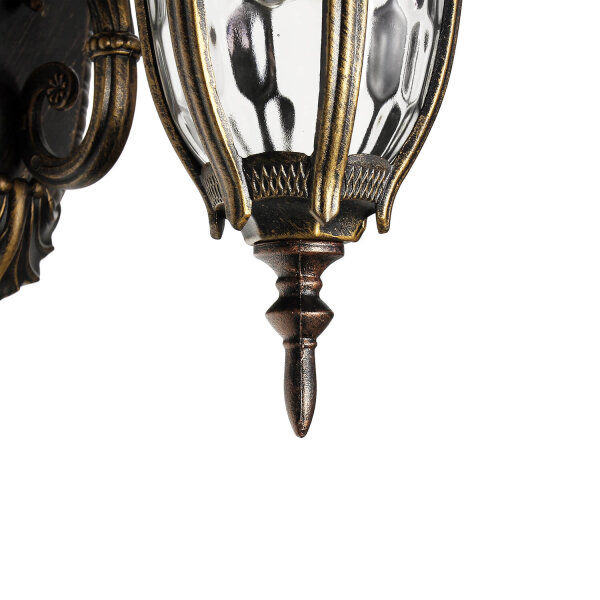 Lanterne murale rustique extérieure IP44 noir or antique