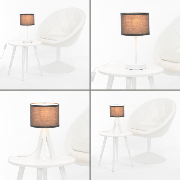 Tissu Abat-jour E14 Lampe de table Anthracite