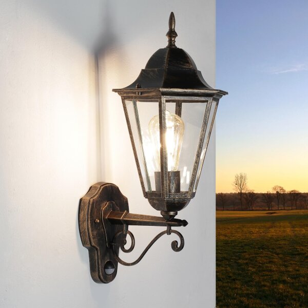 Lampe dextérieur rustique avec détecteur de mouvement en noir cuivre