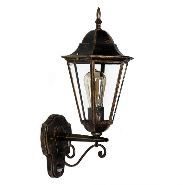 Lampe dextérieur rustique avec détecteur de mouvement en noir cuivre