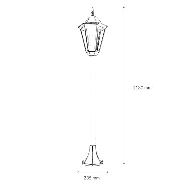 Lampadaire extérieur noir cuivre résistant aux intempéries 1,13m BRISTOL II